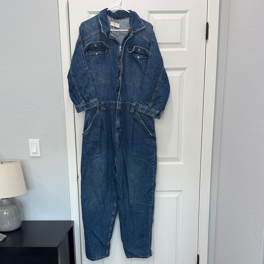 Free people Blue Denim jumpsuit